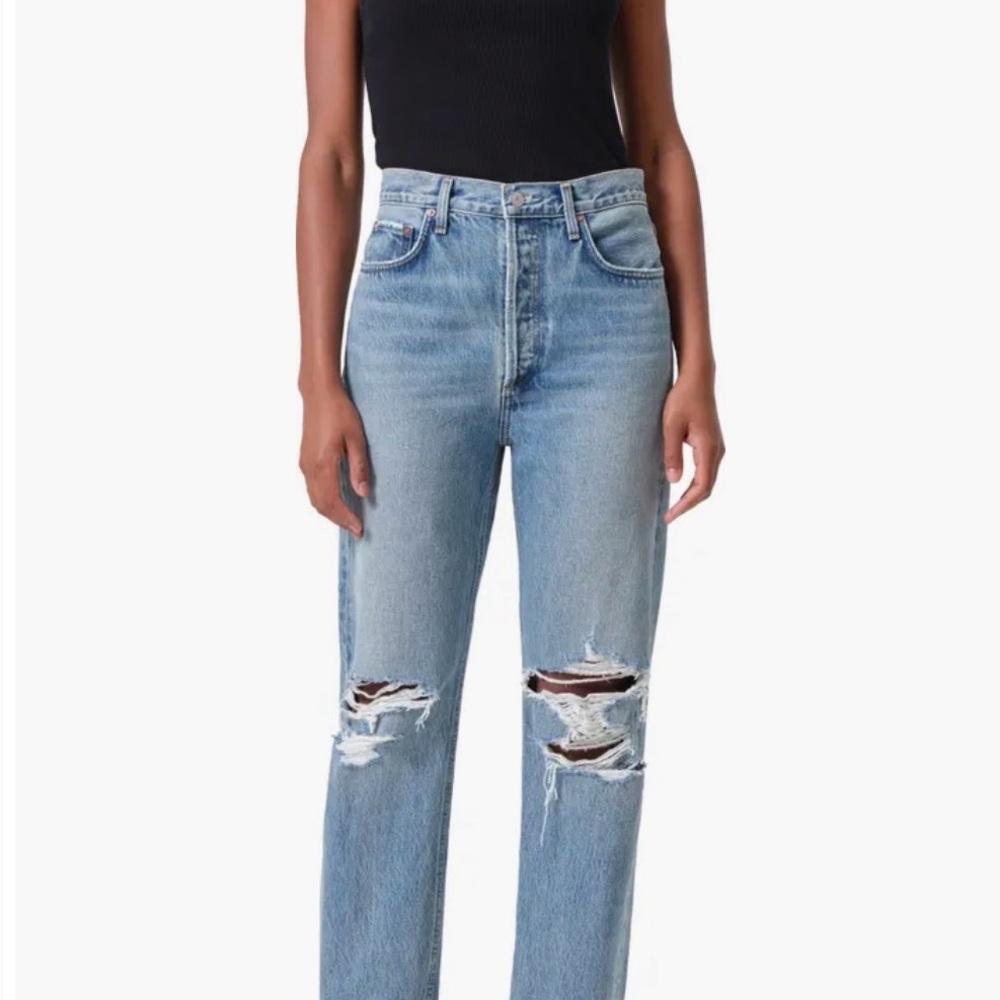 AGOLDE Riley 27 Button Fly Straight Jean Distressed Organic Cotton